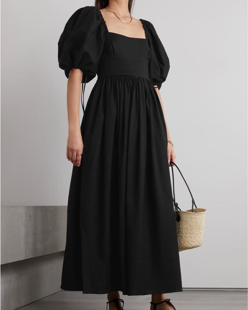 Matteau Black Linen Peasant Dress - Image 1