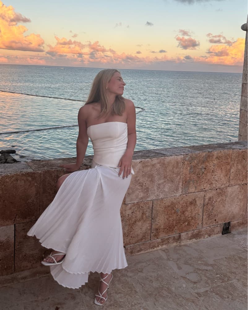 White Strapless Long Dress - Image 3