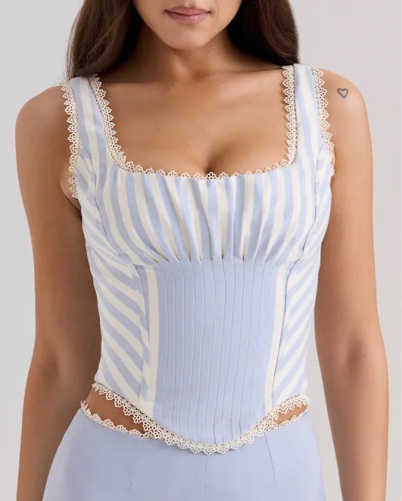 House Of Cb PETRA Blue Striped Corset  - Image 1