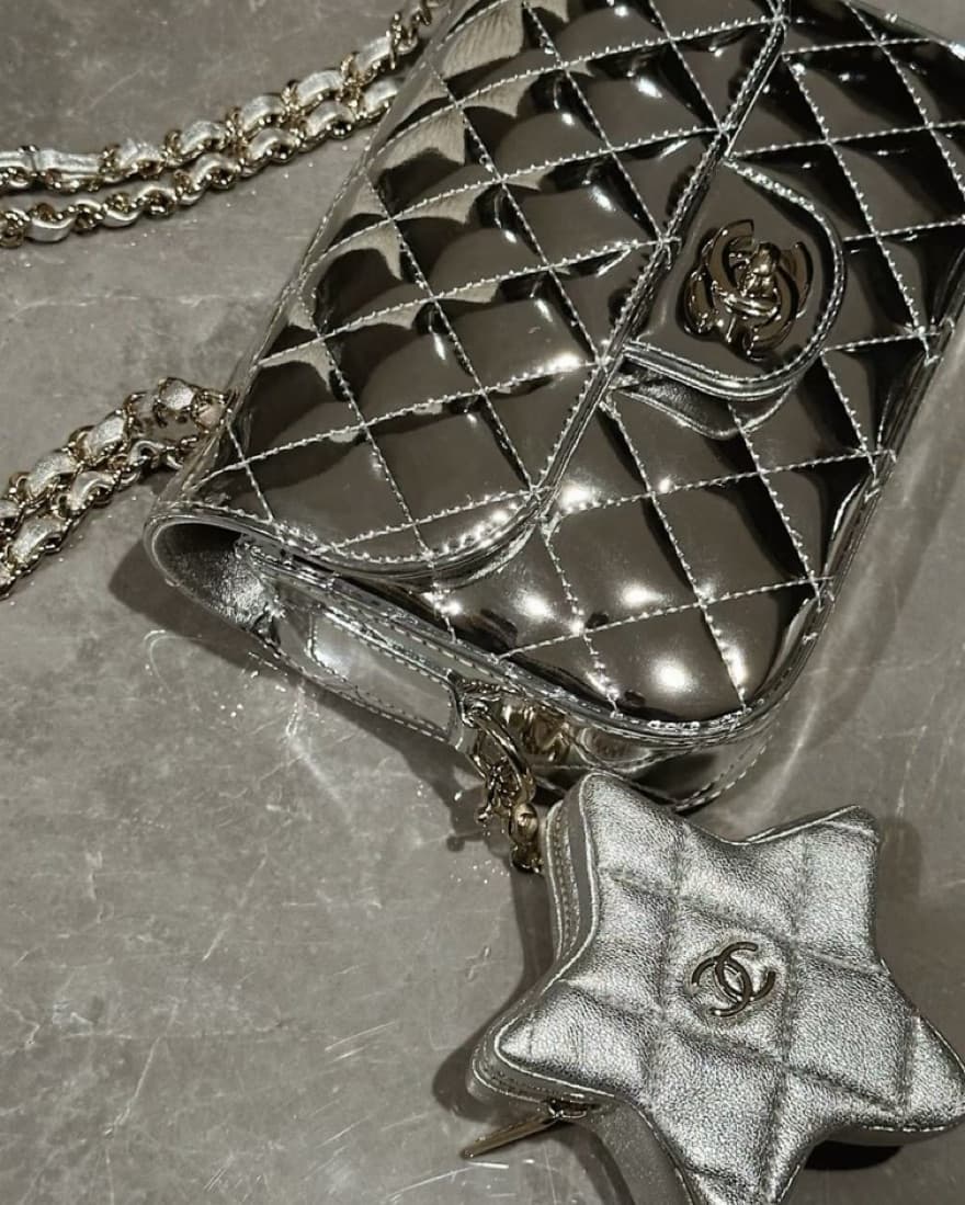 Chanel Silver/Chrome Star Flap Bag - Image 4