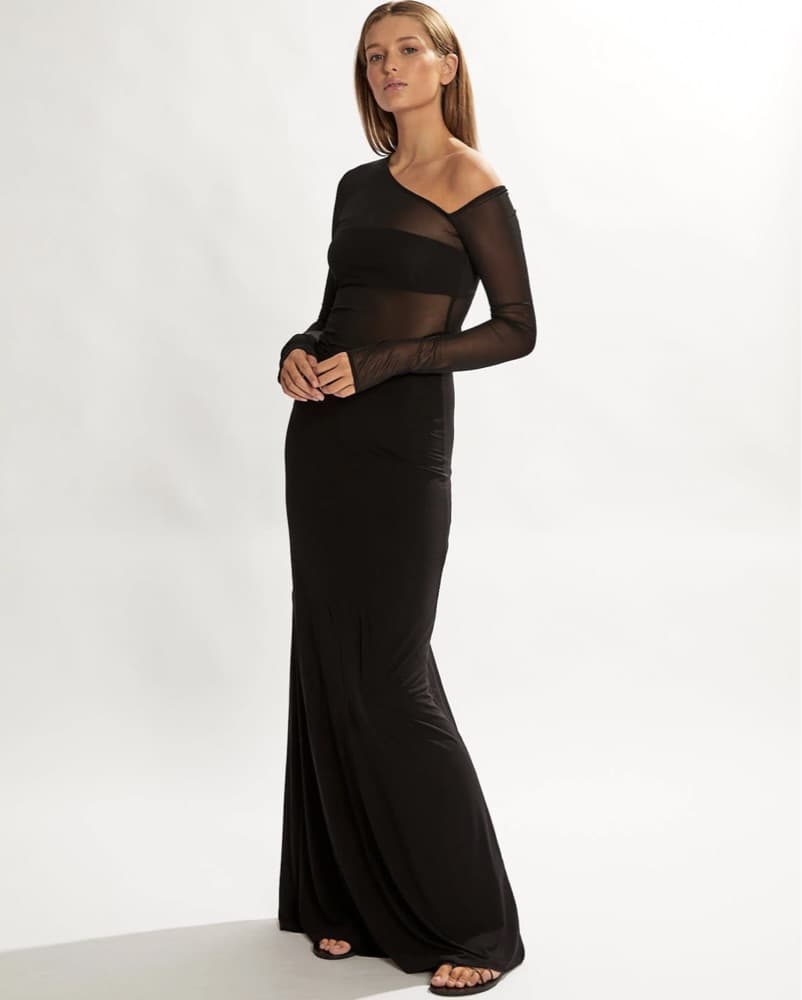Black Mesh Maxi Dress - Image 2