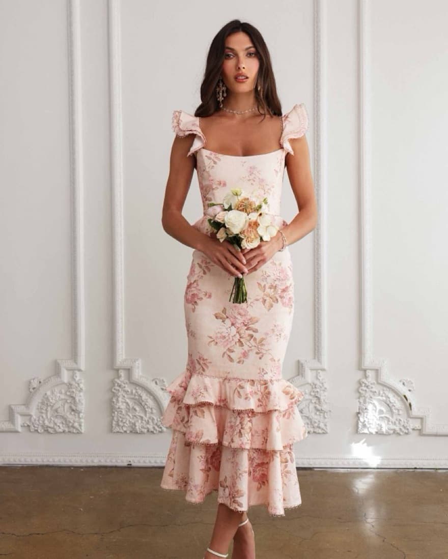 V. Chapman Violet Dress Peach Tapestry - Image 1
