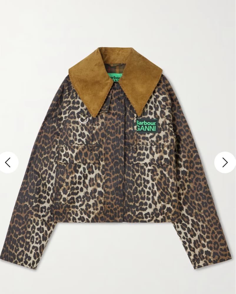 Ganni Barbour Cheetah Crop Jacket - Image 1