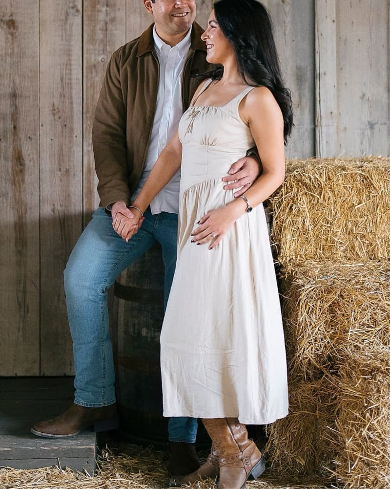 Tan Linen Basque Waist Dress - Image 2