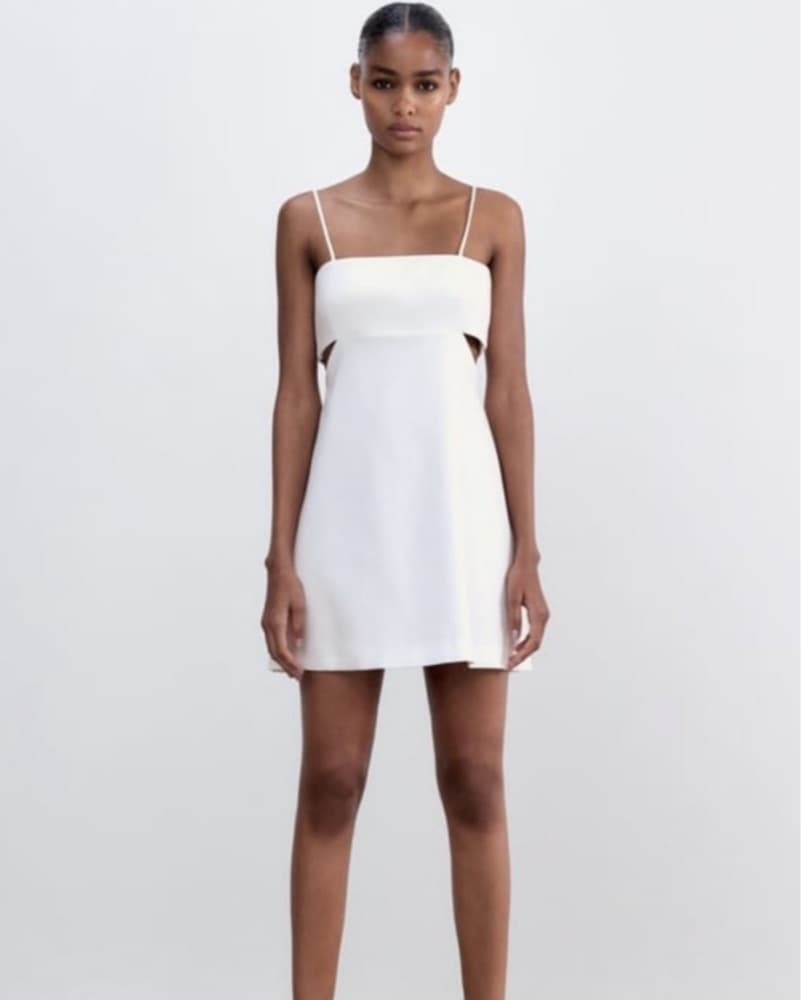 White Mini Dress With Cutouts - Image 1