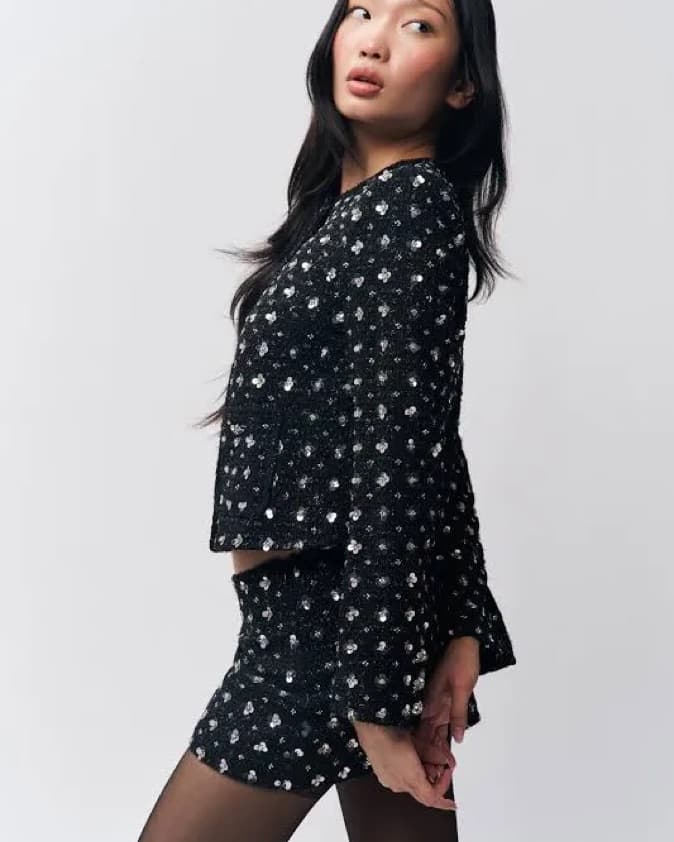 GUIZIO Black Tweed Embellished Set  - Image 1