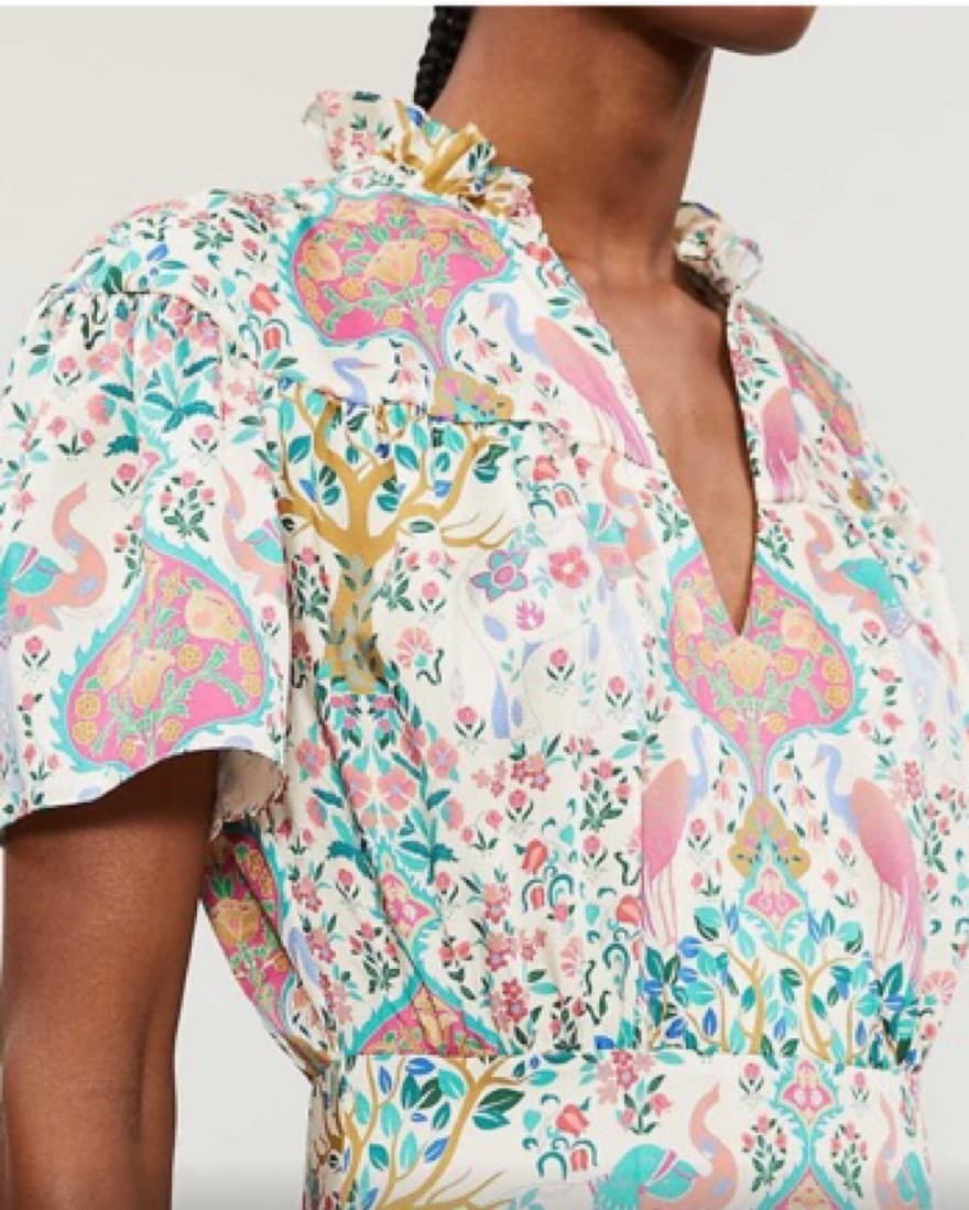 Sandro Printed Peacock Ruffle Dress - XS - Image 3