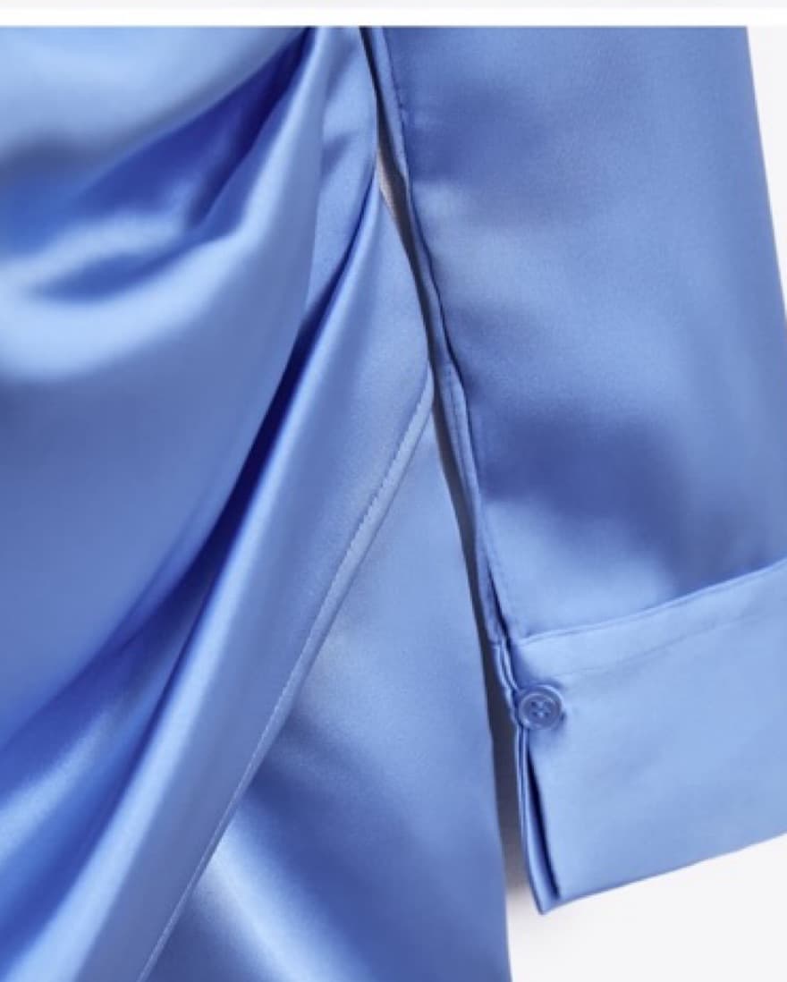 ZARA - Satin Effecf Dress In Blue - Image 3