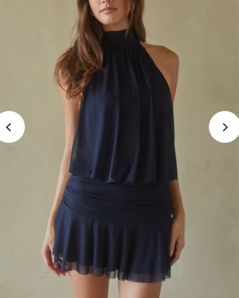 Journi High Neck Mesh Mini Dress - Image 1