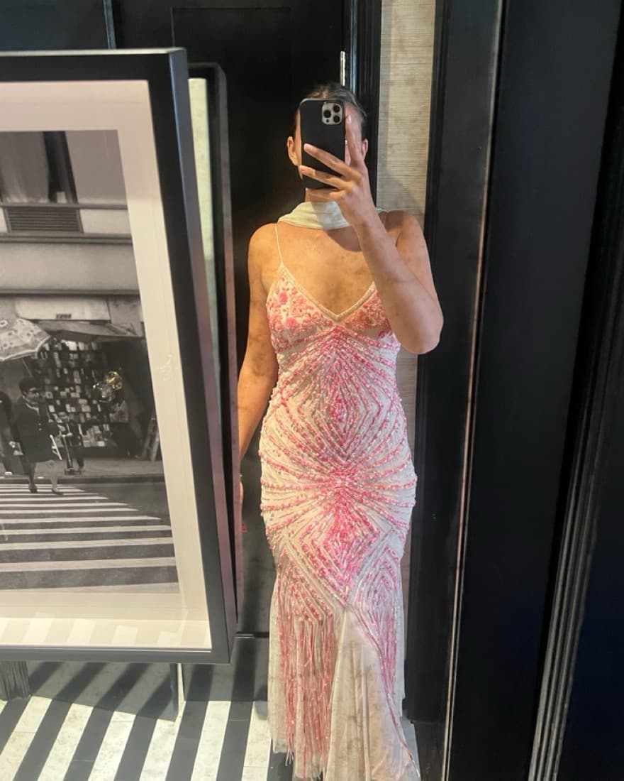 Beaded Pink Dress- Dana foley - Image 4
