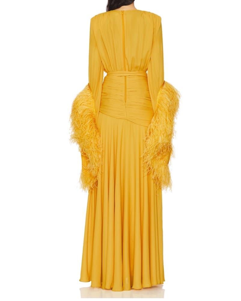 Bronx And Banco Yellow Feather Dress - Image 2