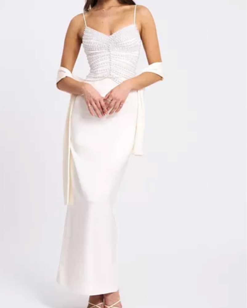 Miss Circle Pearl Beaded Top Slip Gown - Image 5