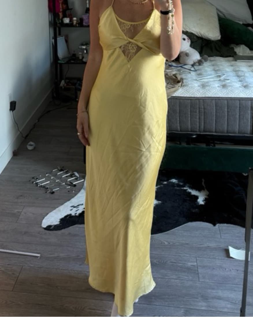 If By Sea Yellow Satin Slip Dress  - Image 3