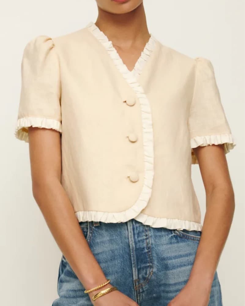 Soft Ruffled Button-Up Blouse - Image 1