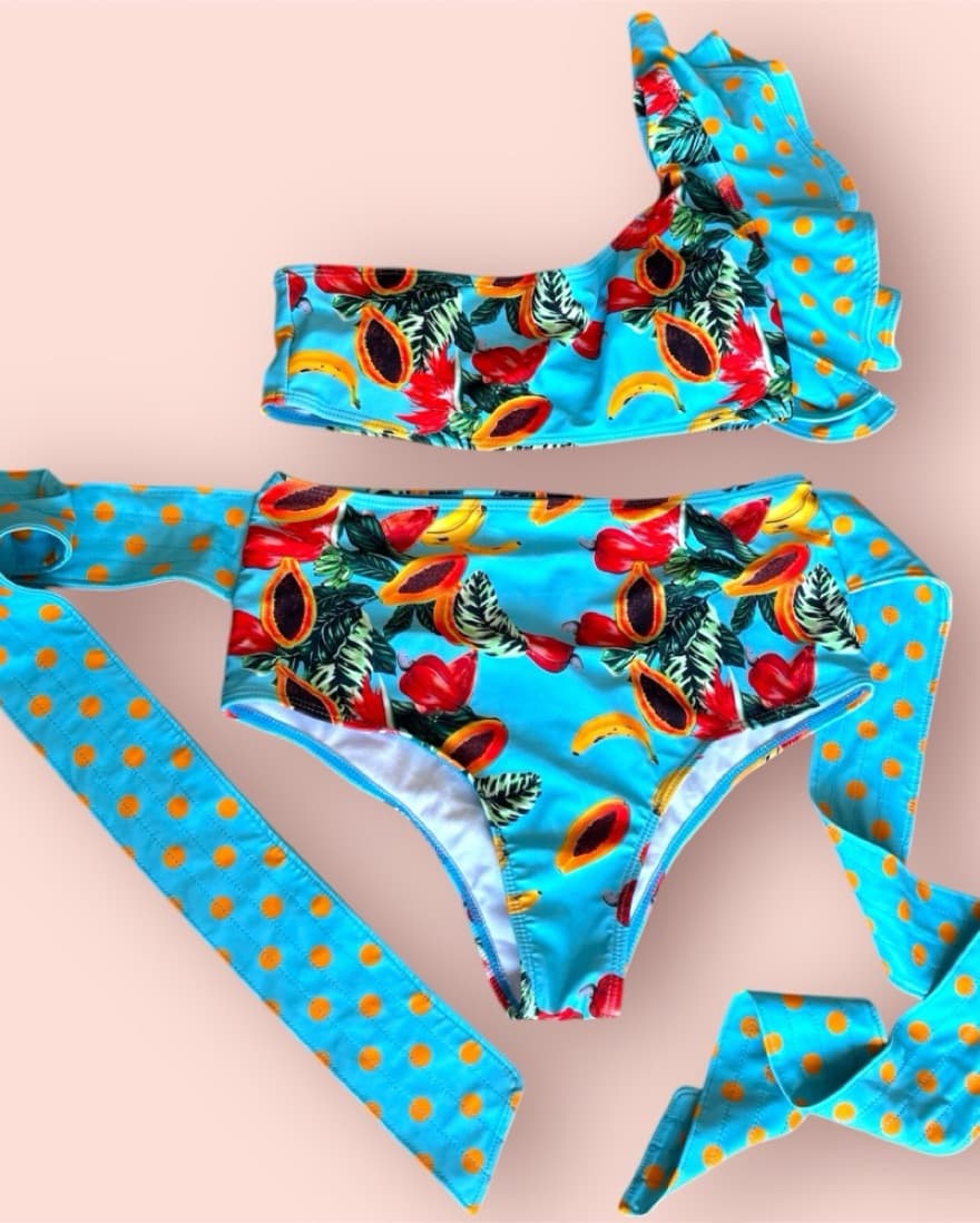 2 PIECE HIGH WAIST PAPAYA BIKINI M - Image 1