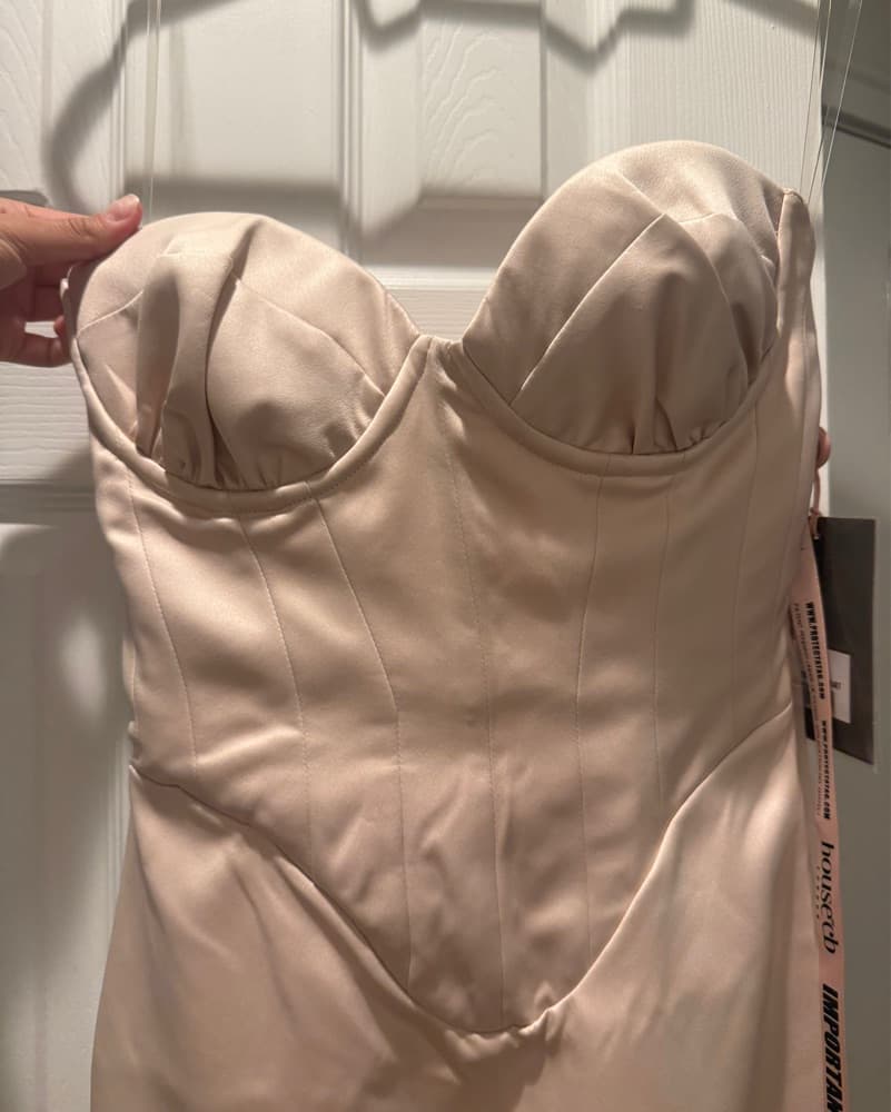 House Of CB Valeria Blush Satin Dress  - Image 3