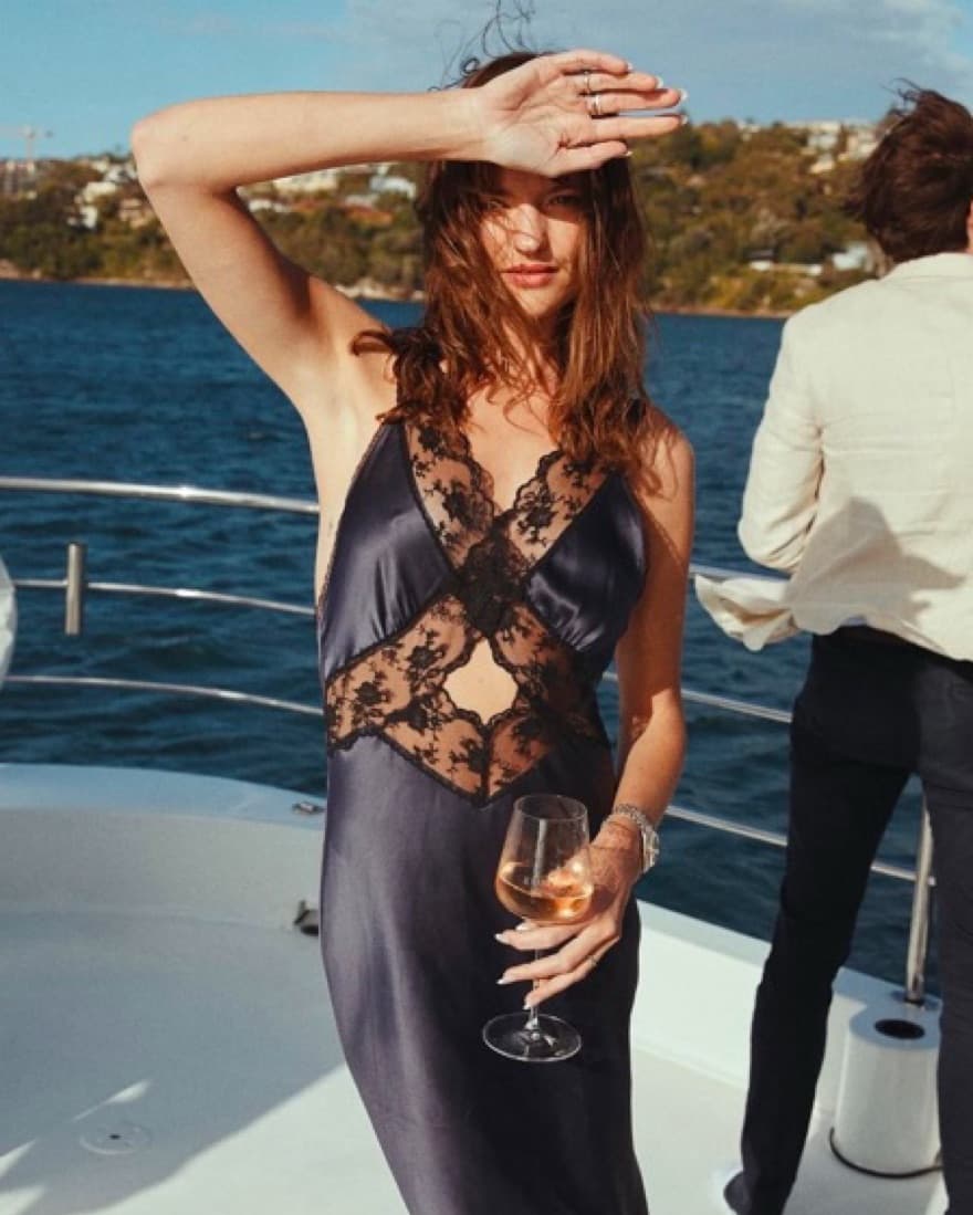 SIR Lace Satin Dress - Image 4