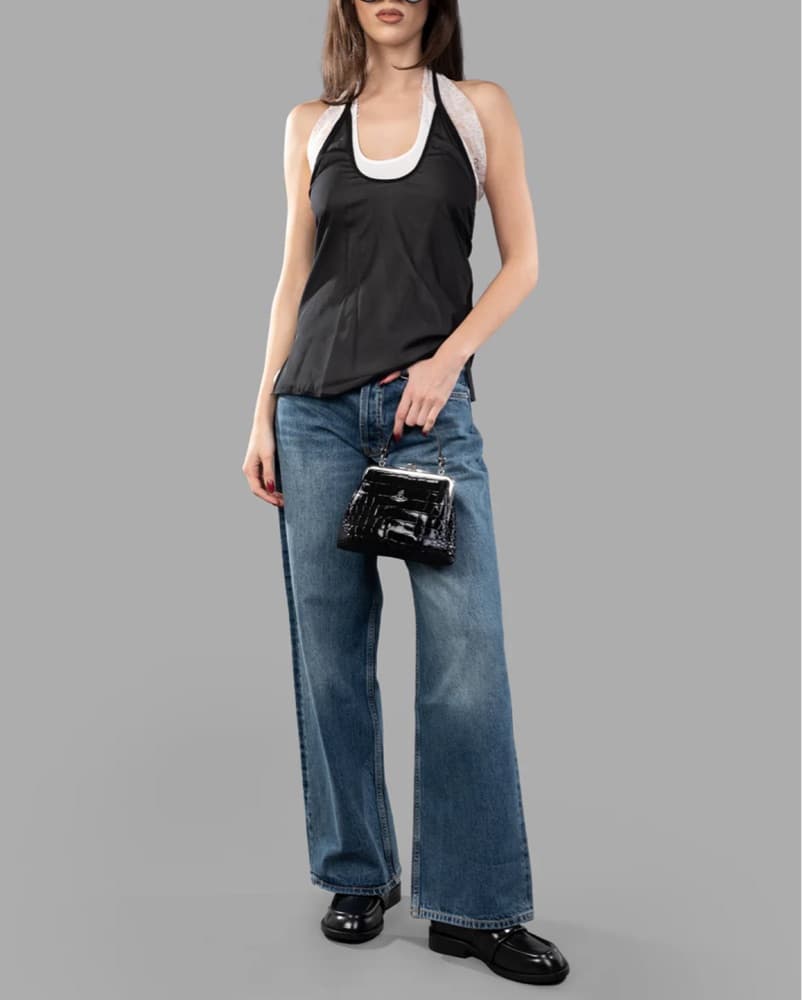 Helmut Lang Layered Lace Halter Top - Image 1