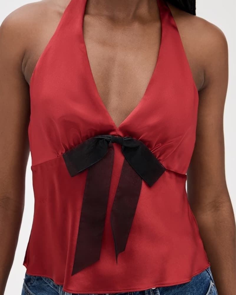 Reformation Clarissa Halter Top With Bow - Image 1