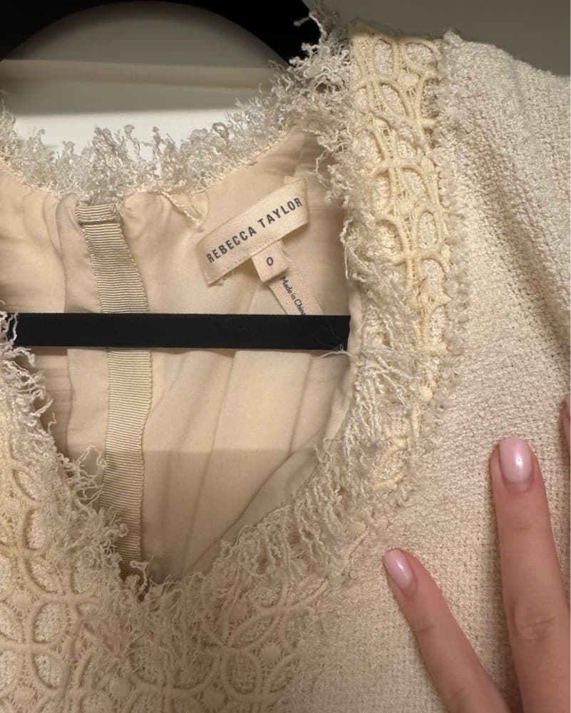 Chic Textured Ivory Dress - Image 2