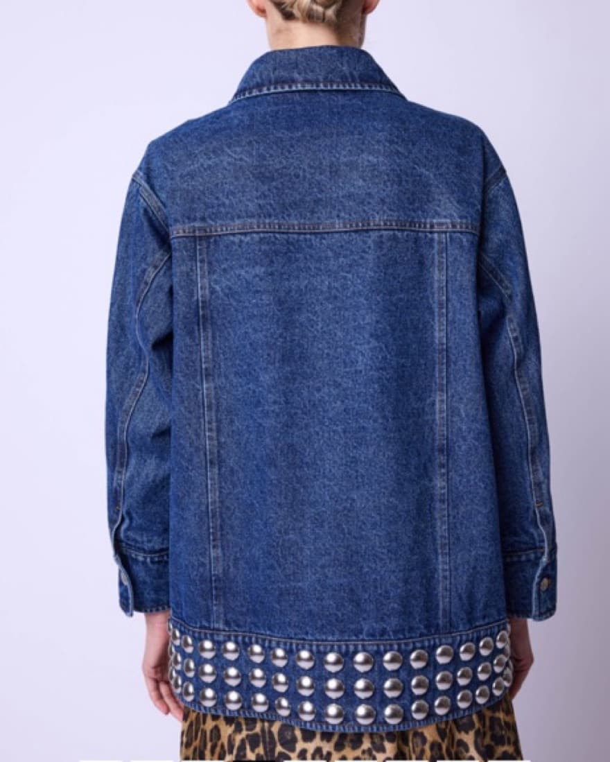 Studded Denim Barn Jacket - Image 4