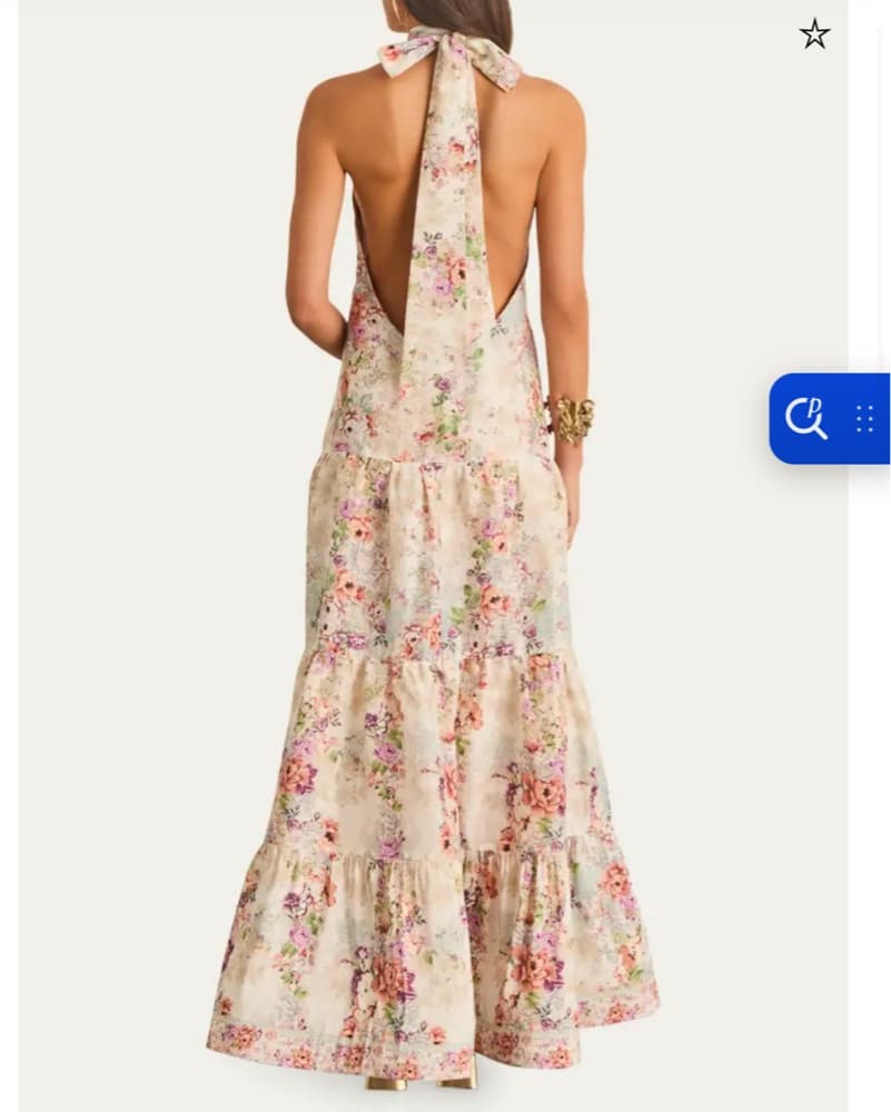 Aqua Blu Floral Print Halter Maxi Dress - Image 4