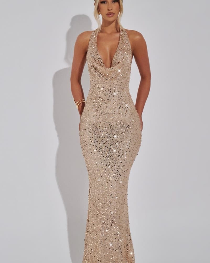 Lorena Maxi Dress Gold Shimmer  - Image 1