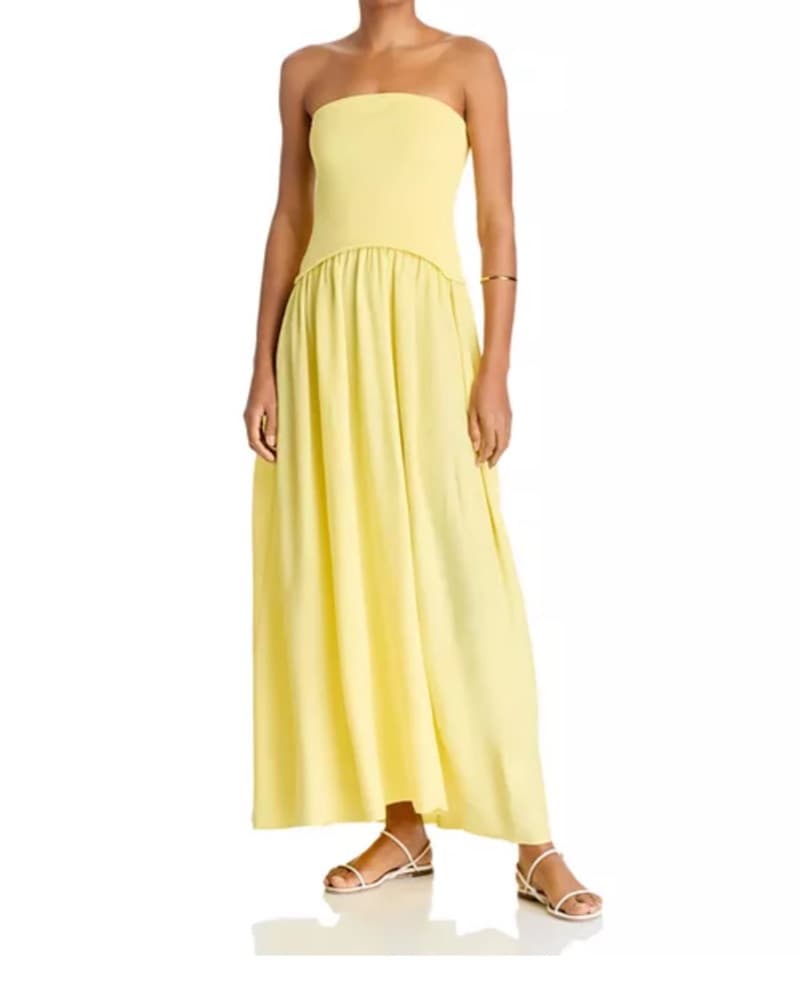 Solid and Striped Strapless Dress   - Image 1
