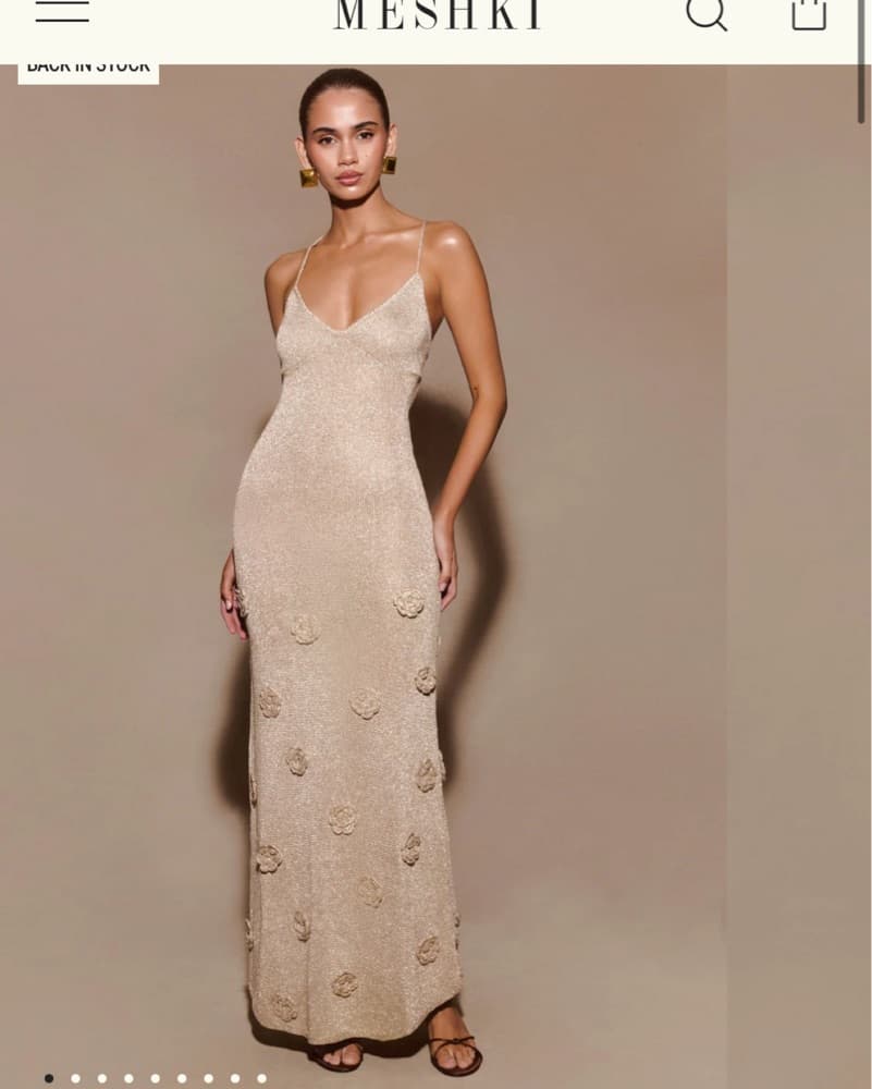 Meshki Suki Gold Metallic Knit Dress - Image 1