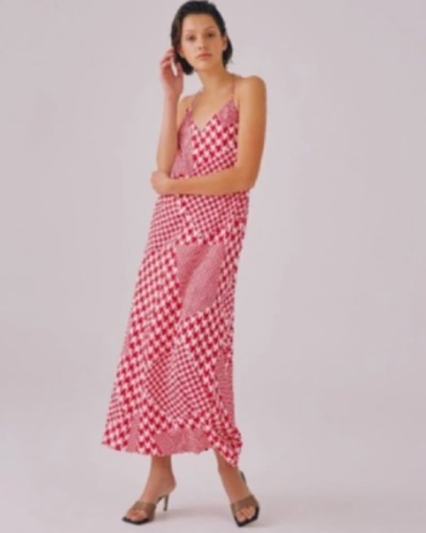 Red And White Maxi Halter Dress - Image 1