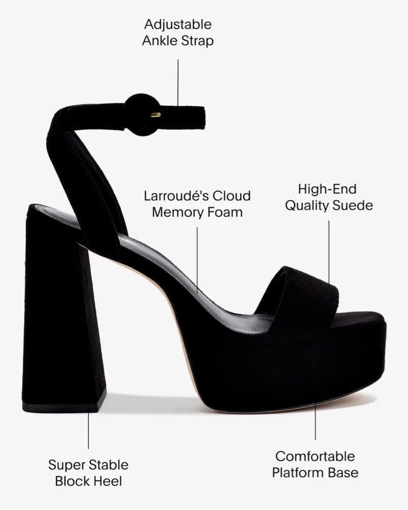 Larroude Dolly Sandal In Black Suede 6.5 - Image 3