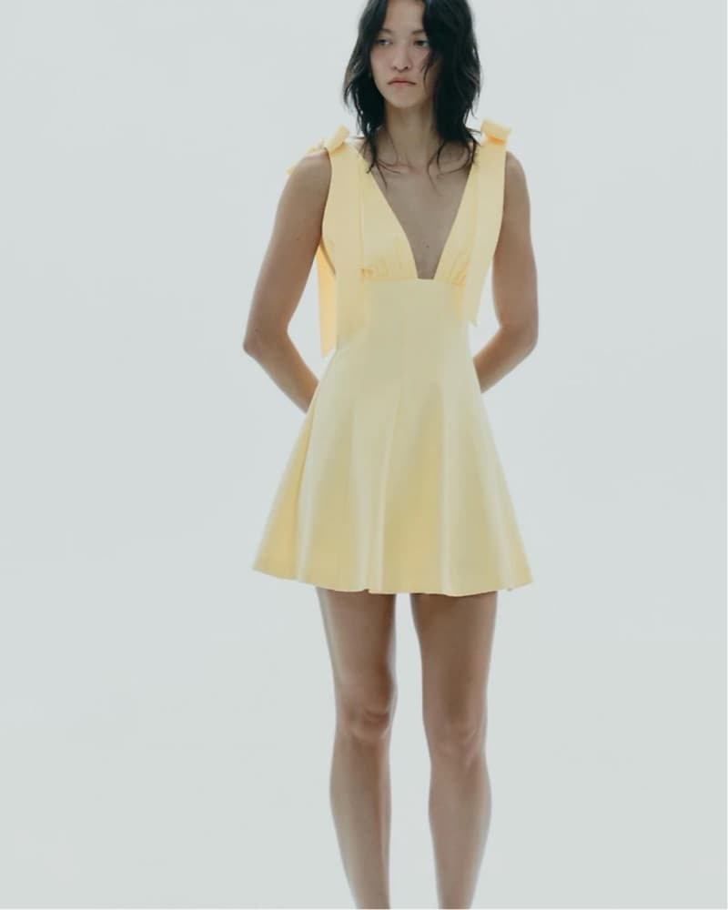 Zara Yellow Bow Short Dress - Image 1