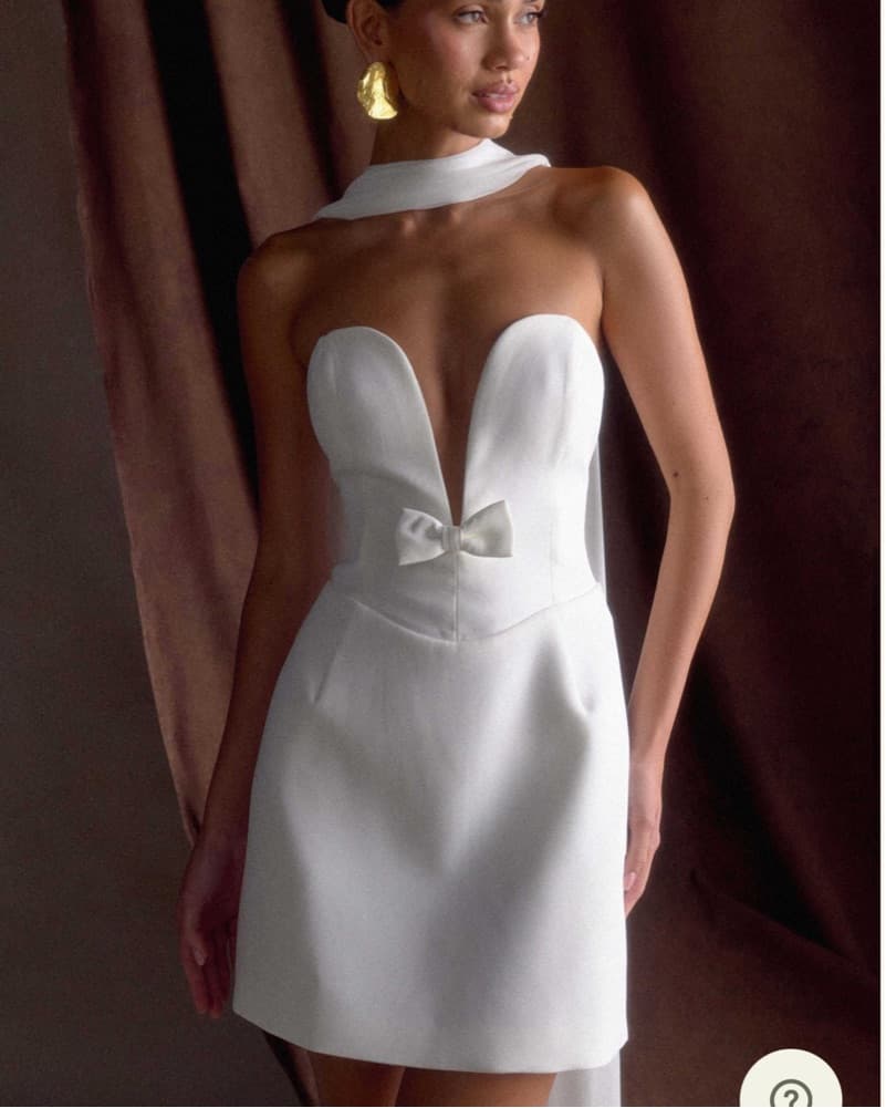 Meshki White Mini Dress With Scarf - Image 3