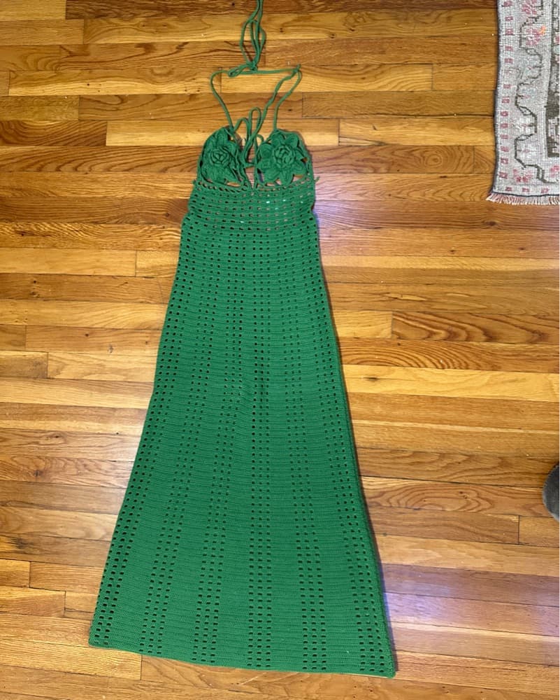 Cult Gaia Green Crochet Dress  - Image 4
