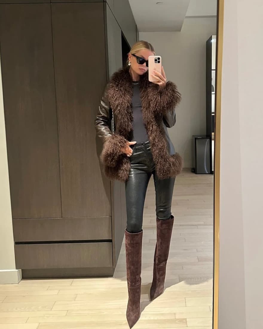 Dorothy Shearling Coat - Brown - Image 1
