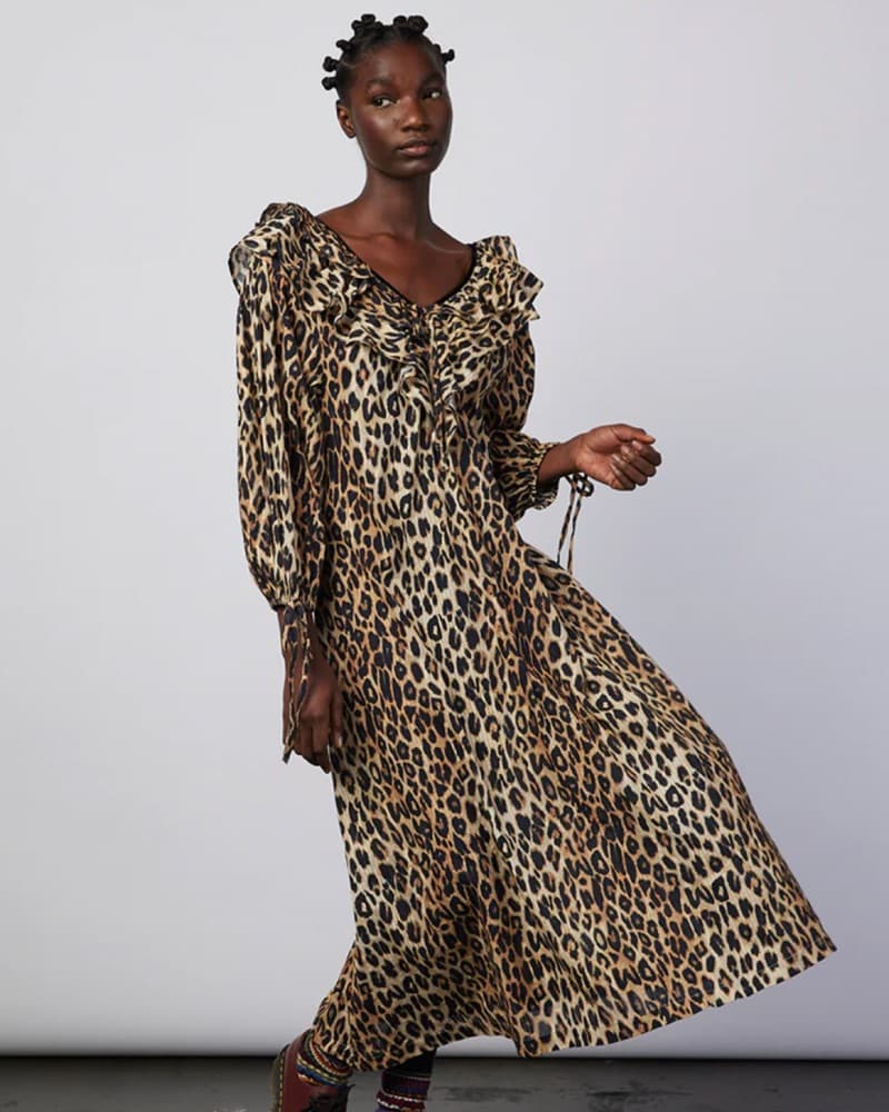 Damson Madder Barbs Leopard Ruffle Dres - Image 1