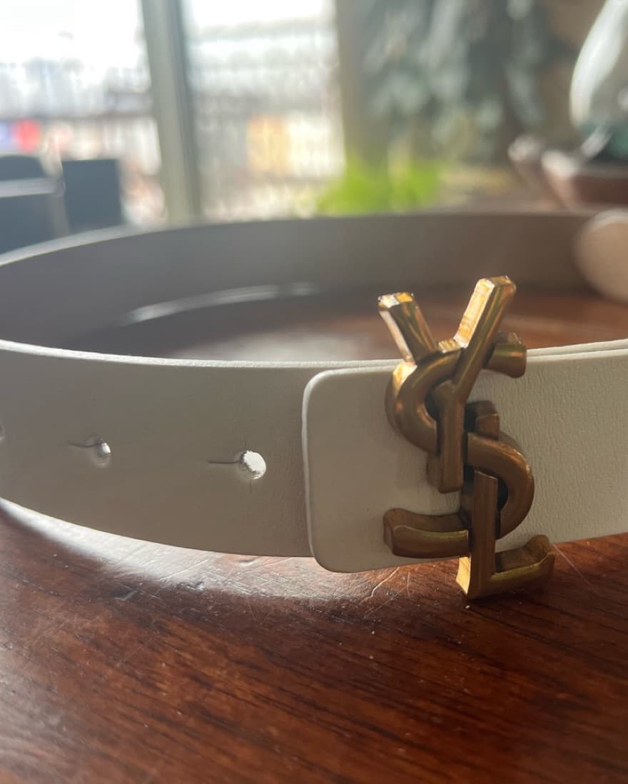 YSL White Leather Belt - Image 2