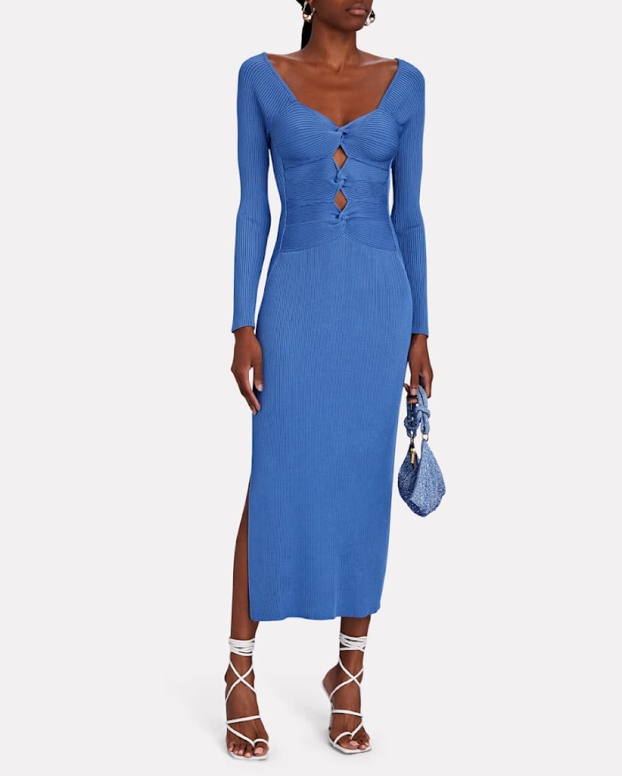 Cult Gaia Blue Rib Knit Dress - Image 1