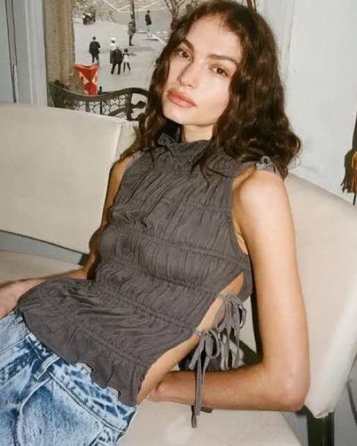 Ruched Open-Side Tied Top - Image 1