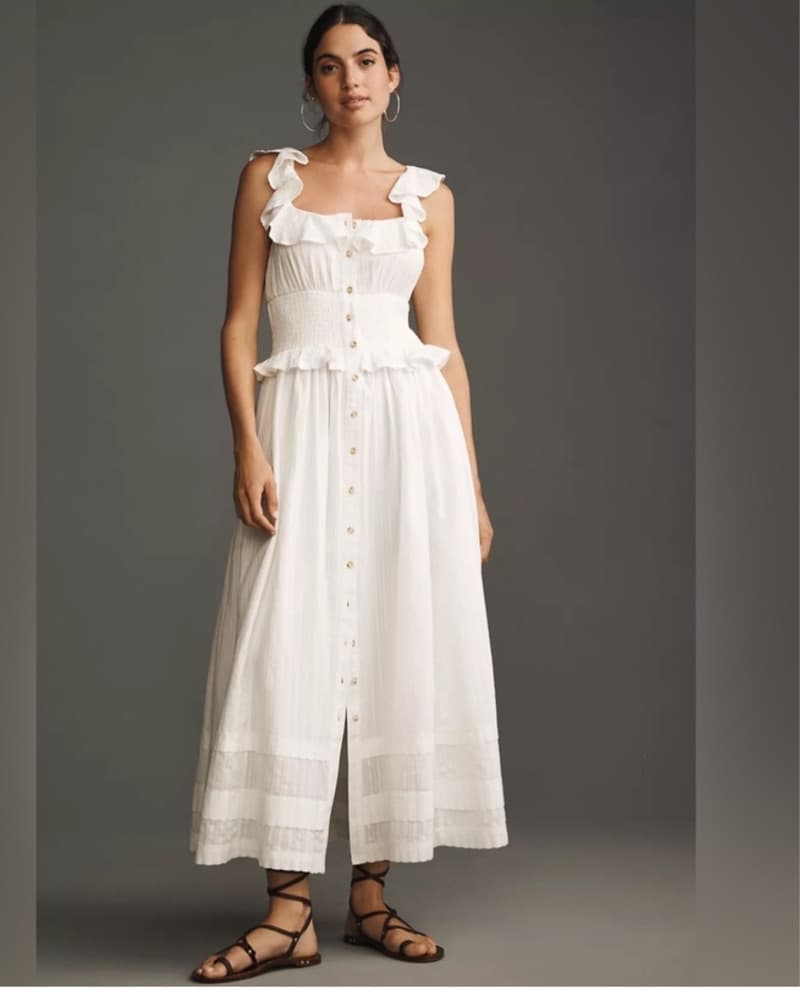 Anthropologie Pilcro White Maxi Dress - Image 4