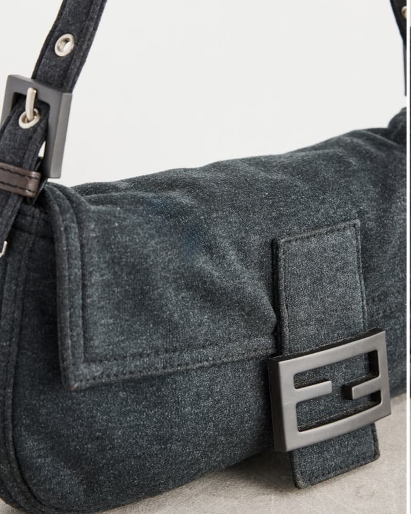 Fendi Grey Jersey Baguette Bag - Image 4