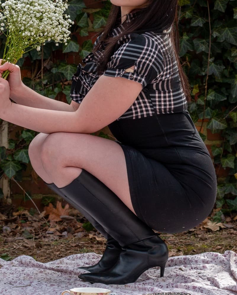 Gingham Black Office Siren Mini Dress - Image 4