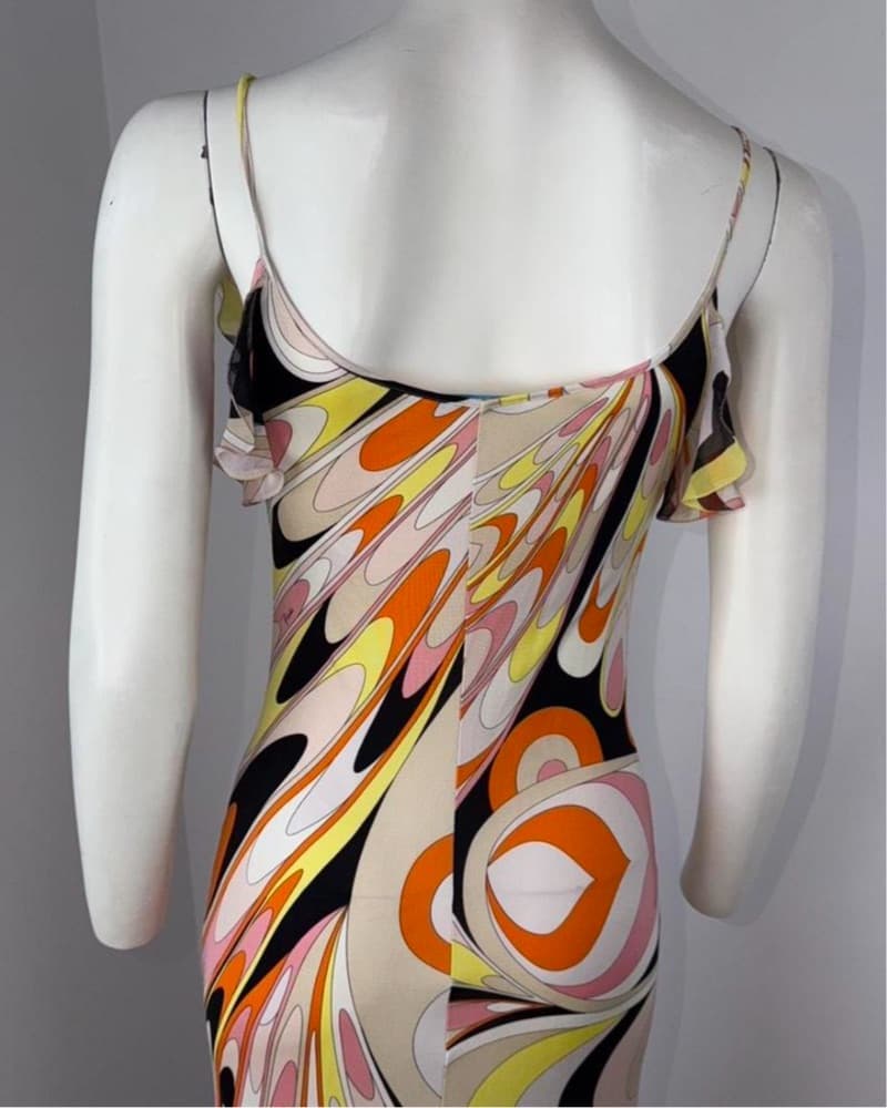 Emilio Pucci 2005 Swirl Print Midi Dress - Image 5