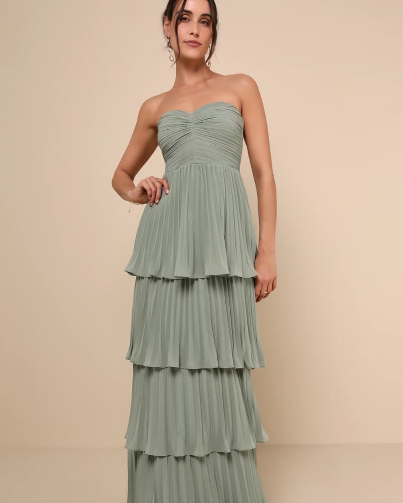 Elegant Pleated Maxi Dress - Image 1
