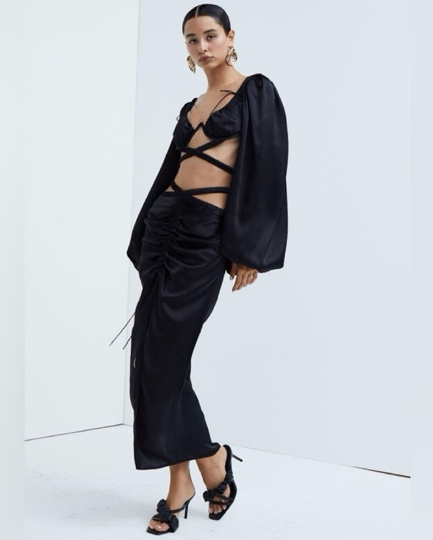 FLL Black Satin Top And Skirt - Image 3