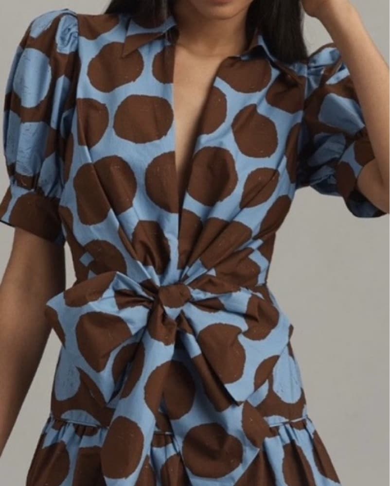 Polka Dot Mini Dress With Bow Front - Image 2