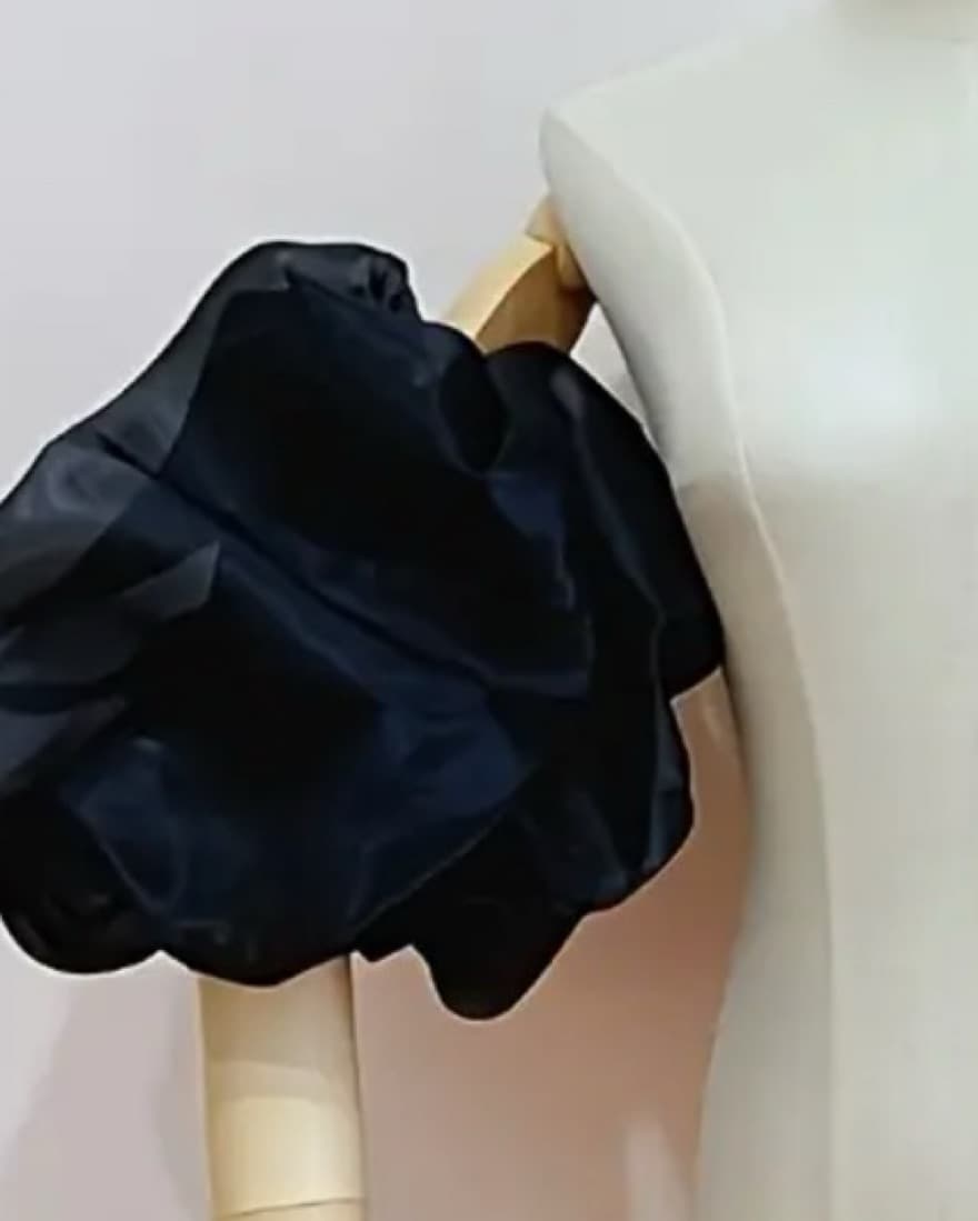 Organza Puff Sleeves - Black - Image 2