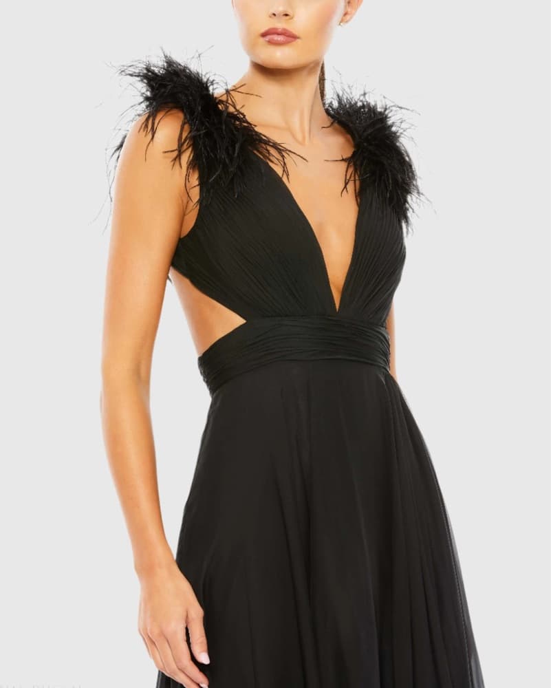 Mac Duggal Ostrich Feather Gown - Image 3