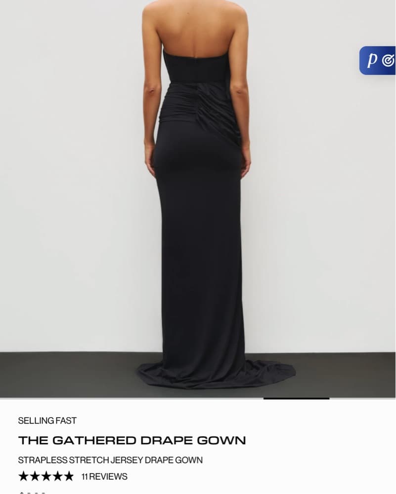 The Gathered Drape Gown - Black Straples - Image 3