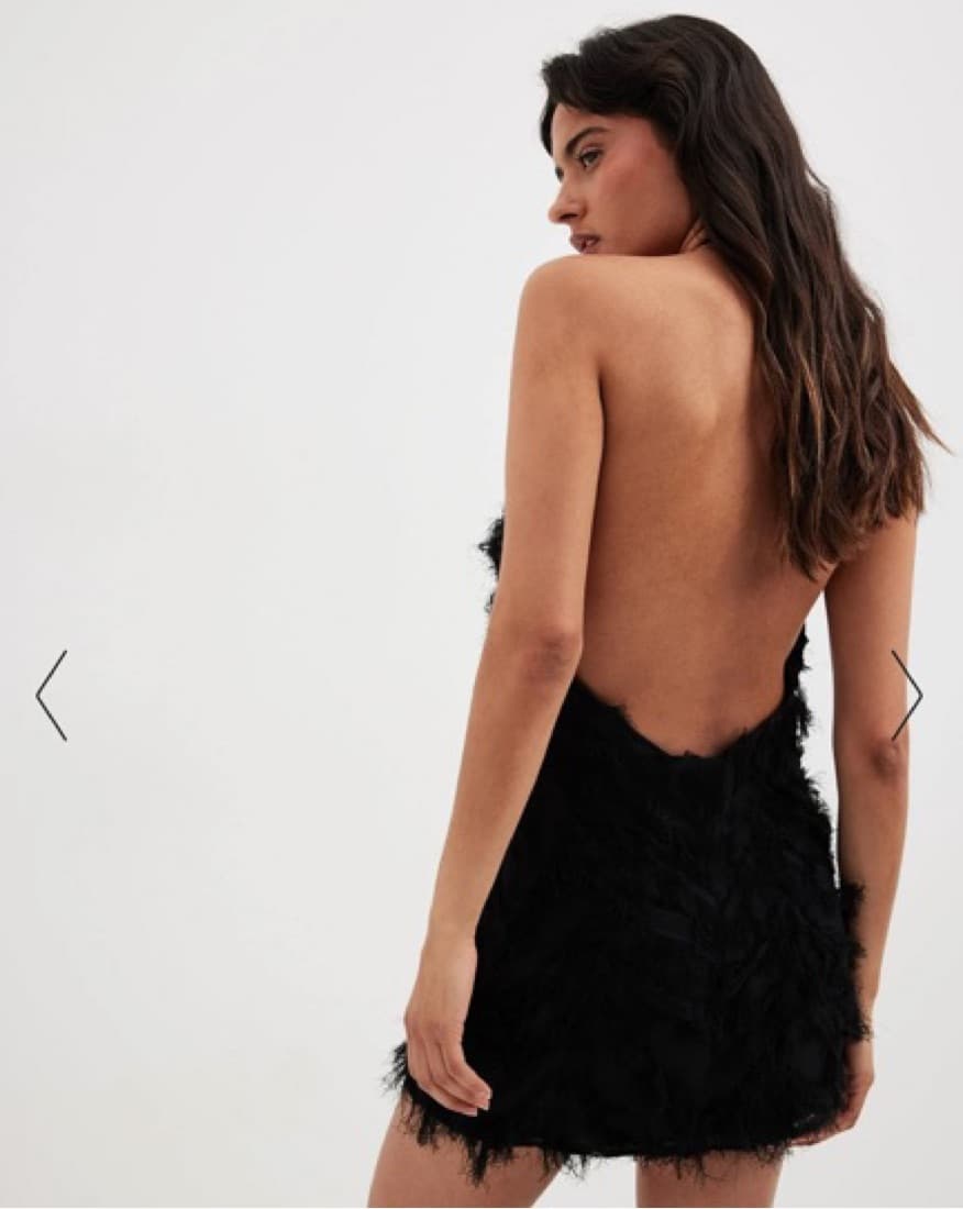 Feather Like Black Mini Dress - Image 2
